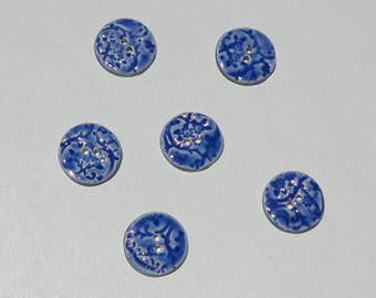 Six Buttons, Ceramic Art Buttons, Handmade and Hand Painted
