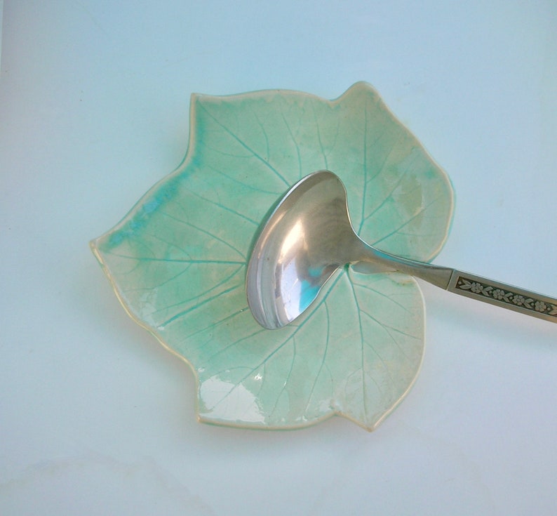 Ceramic Grape Leaf Shape Plate, Food Safe, Handmade image 2