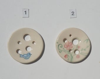 Ceramic Diz. Your Choice,  Blue bird and Vine.This Diz was Handmade and Hand Painted by me using food safe glaze