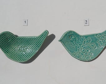 Ceramic Bird Shape Plate, Jewelry Dish, Your Choice of Handmade and Hand Painted Variety of Birds, Food Safe