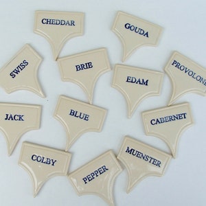 Ceramic Cheese Markers, Your Choice of Set with Name or Blank, Handmade
