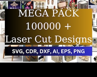 Mega pack Taglio laser, oltre 100.000 vettoriali, file dxf, 3d, 2D, cnc, Taglio laser Mega Bundle SVG, File CNC, Incisione taglio plasma router CNC