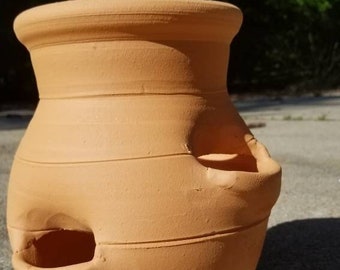 Craven Pottery Georgia röd lerkruka LP4 jordgubbskruka med 4 djupa fickor