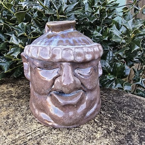 Folk Art Pottery Face Jug by Savannah Craven | 7.5&quot; x 6&quot;