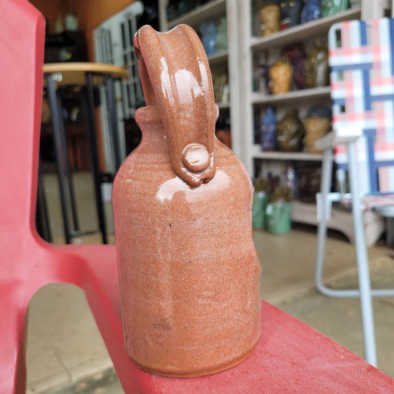 Brown Glazed Pottery Jug Bird House by Savannah Craven 7.5 x 3.5 image 4