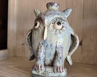 Folk Art Owl Pottery Jug by Billy Joe Craven | 8.5" x 6"