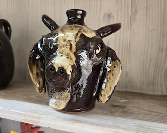Goat Face Jug Folk Art Pottery Clay Animal by Billy Joe Craven | 8" x 7"