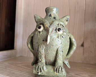 Folk Art Owl Pottery Jug by Billy Joe Craven | 8.5" x 6"