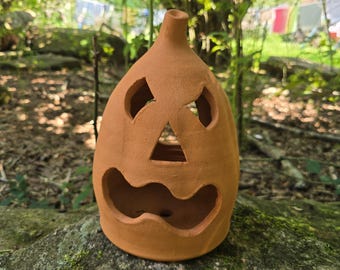 Folk Pottery Jack-o'-lantern Clay Pumpkin by Harold Ferguson | 10.5" Tall
