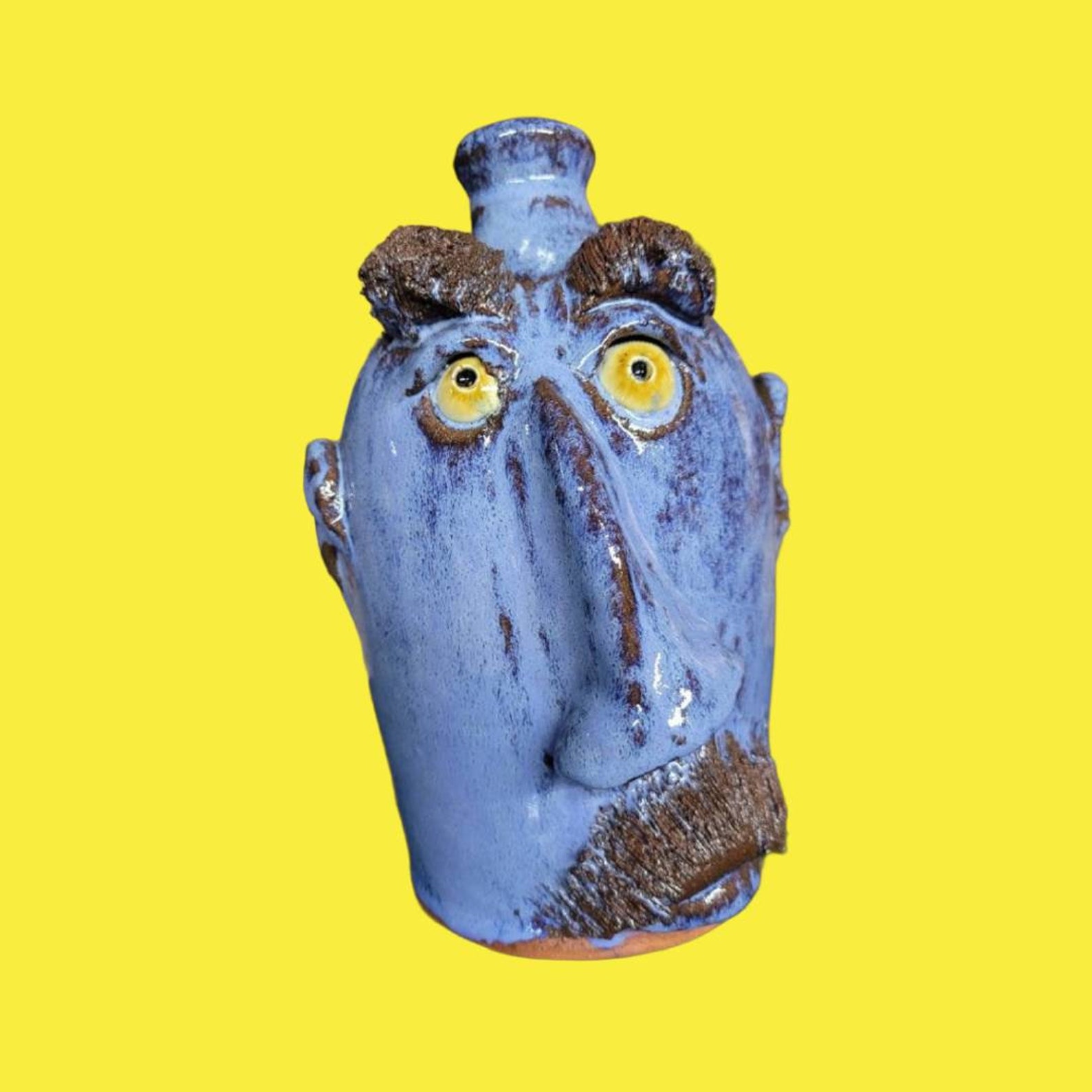 Melierte blaue und braune Gesichtskanne mit langer schiefer | Etsy