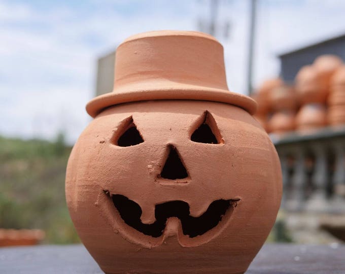 1 Quart Terra Cotta Jacko'lantern Pumpkin With Hat From Etsy