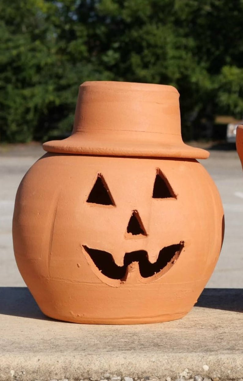 1 Gallon Terra Cotta Jacko'lantern Pumpkin With Hat From Etsy