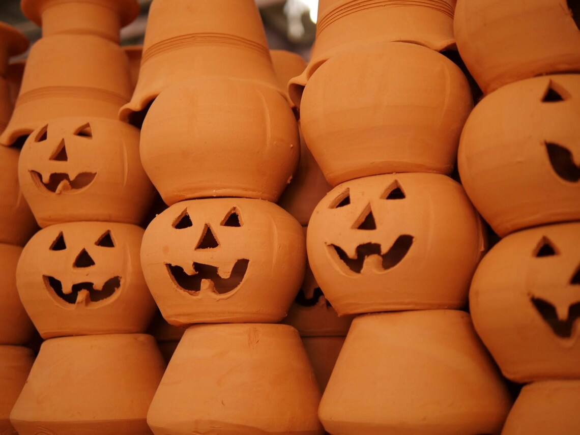 1 Quart Terra Cotta Jacko'lantern Pumpkin With Hat From Etsy