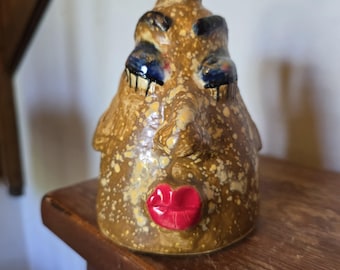 Folk Art Pottery Lady Face Jug by Heather Elyse Head | 5.75" x 4"