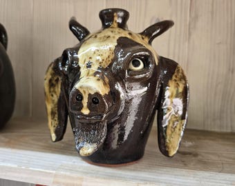 Goat Face Jug Folk Art Pottery Clay Animal by Billy Joe Craven | 8" x 7"