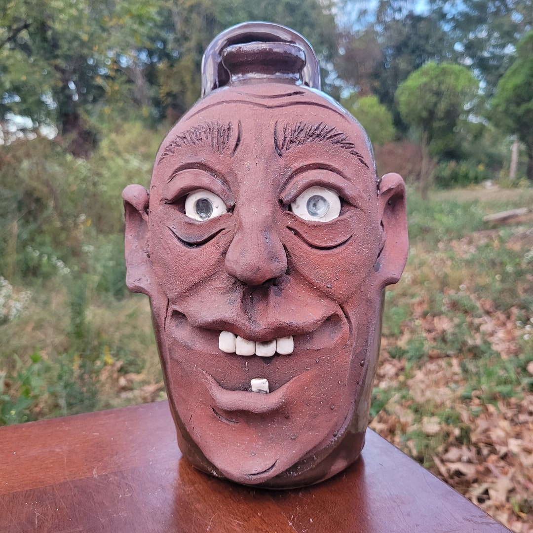 Folk Art Pottery Face Jug by Savannah Craven 10.5 X Etsy