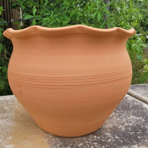 Craven Pottery Georgia Red Clay Terra Cotta 10.5" Tall Fluted Jardinere Planter Pot