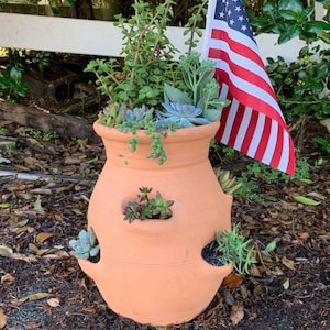 Craven Pottery Red Clay LP6 Large 6 Pocket Planter Terra Cotta Strawberry Jar