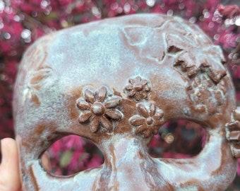Ceramic Masquerade Mask Decor with Flowers and Butterflies by Savannah Craven