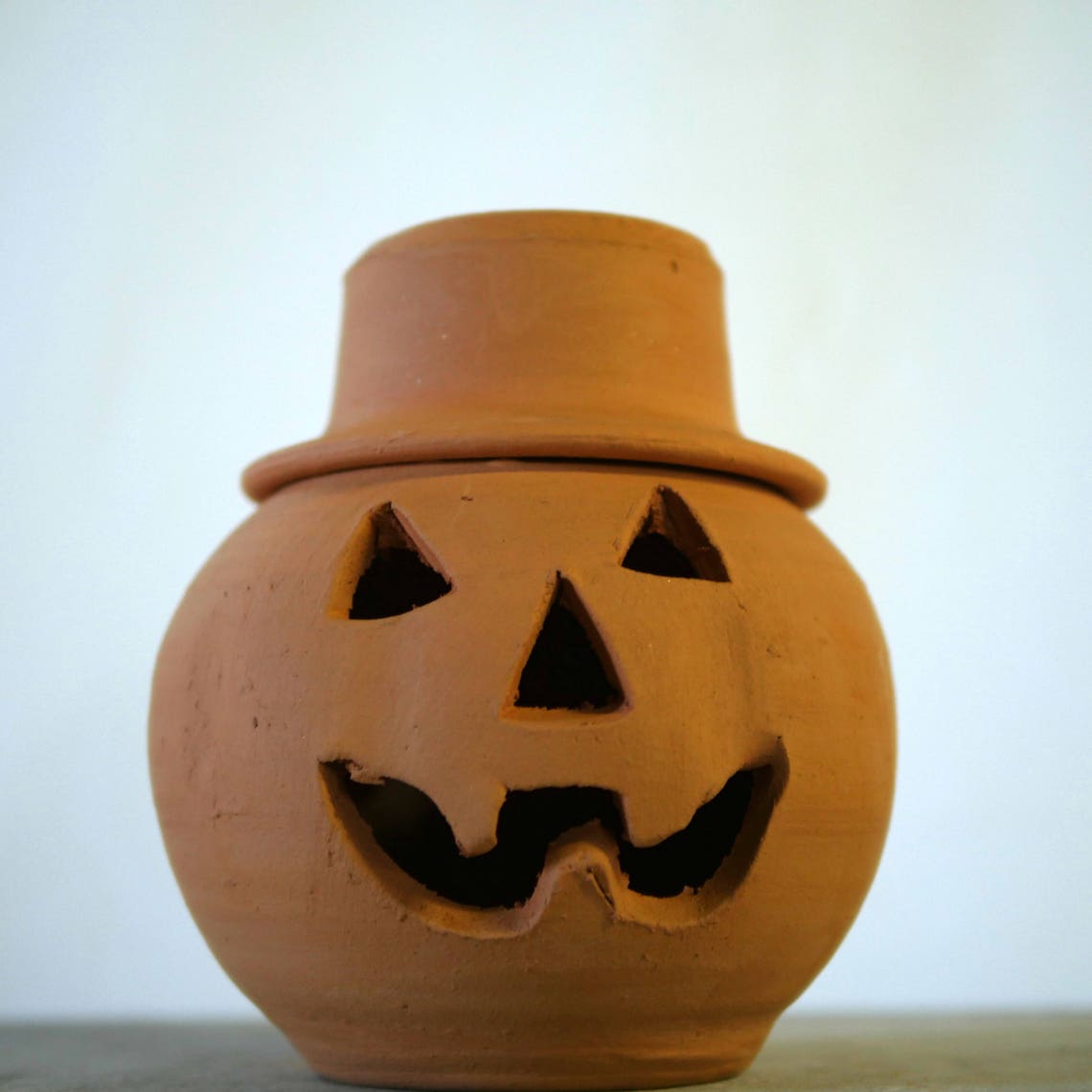 1 Quart Terra Cotta Jacko'lantern Pumpkin With Hat From Etsy