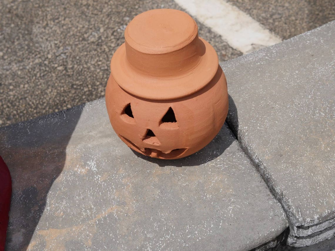 1 Quart Terra Cotta Jacko'lantern Pumpkin With Hat From Etsy UK