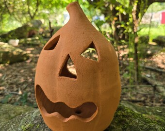 Folk Pottery Jack-o'-lantern Clay Pumpkin by Harold Ferguson | 10.5" Tall