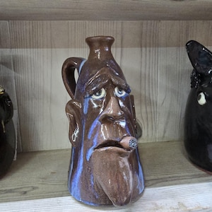 Dal Burtchaell Folk Pottery Face Jug | 10.5" x 6"