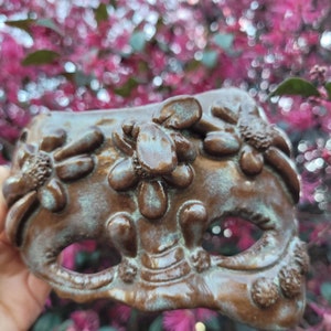 Ceramic Masquerade Mask Decor with Bee and Flowers by Savannah Craven