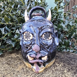 Folk Art Pottery Face Jug: Handmade Stash Jar by Savannah Craven