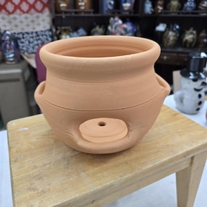 Rustic Wide Strawberry Jar Planter Pot with 4 Pockets by Craven Pottery Georgia Red Clay
