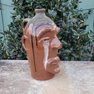 Folk Art Pottery Face Jug: Signed Billy Joe Craven, Crying Eyes