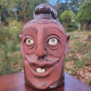 Folk Art Pottery Face Jug by Savannah Craven | 9.5&quot; x 6&quot;