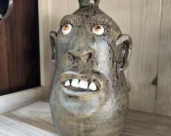 Tobacco Spit Face Jug by Billy Joe Craven | 11" x 7"
