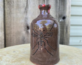 Handmade Clay Folk Art Pottery Mosquito Jug by Heather Elyse Head | 6.25" x 4"