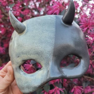Gray Ceramic Devil Masquerade Mask Decor by Savannah Craven
