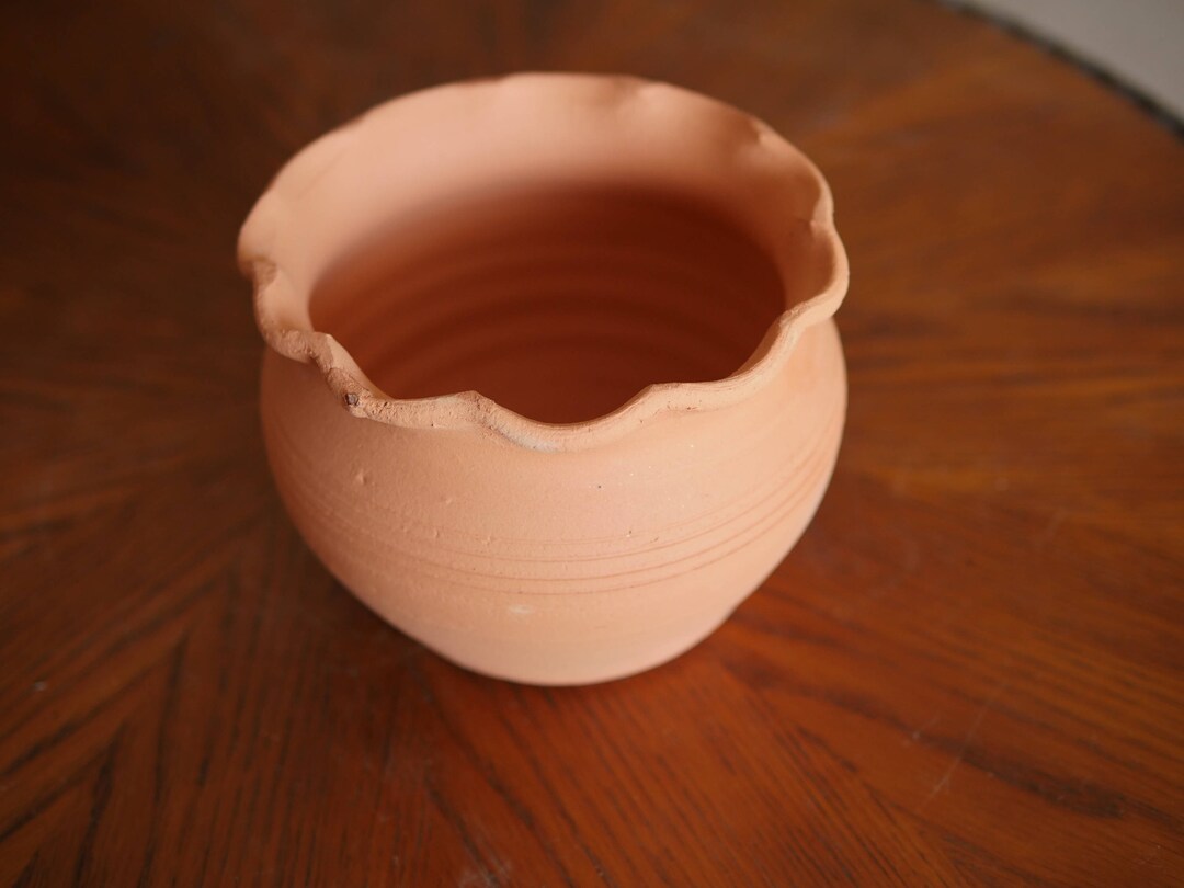 Craven Pottery Fluted 1 Quart Jardiniere Red Clay Ruffled Planter Terra ...