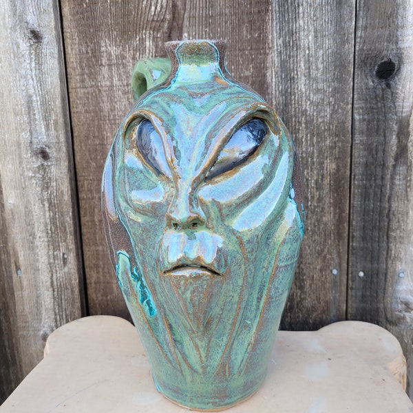 Alien Face Jug Folk Art Pottery by Dal Burtchaell