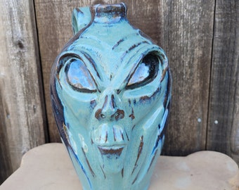 Alien Face Jug Folk Art Pottery by Dal Burtchaell