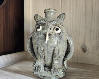 Folk Art Owl Pottery Jug by Billy Joe Craven | 8.5" x 6"