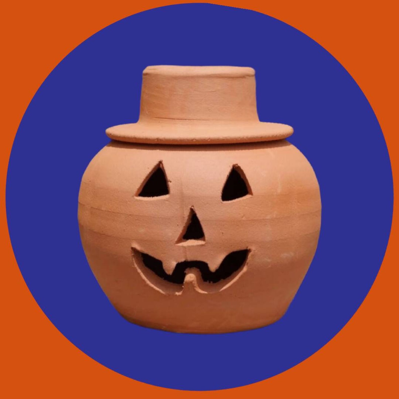 1 Gallon Terra Cotta Jacko'lantern Pumpkin With Hat From Etsy