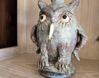 Folk Art Owl Pottery Jug by Billy Joe Craven | 8.5" x 6"