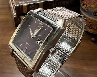 BURBERRY LONDON MEN Tank Large Size Watch Full Set Beautiful
