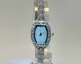 Rhinestone Bezel Watch, Silver-Tone Bracelet Band