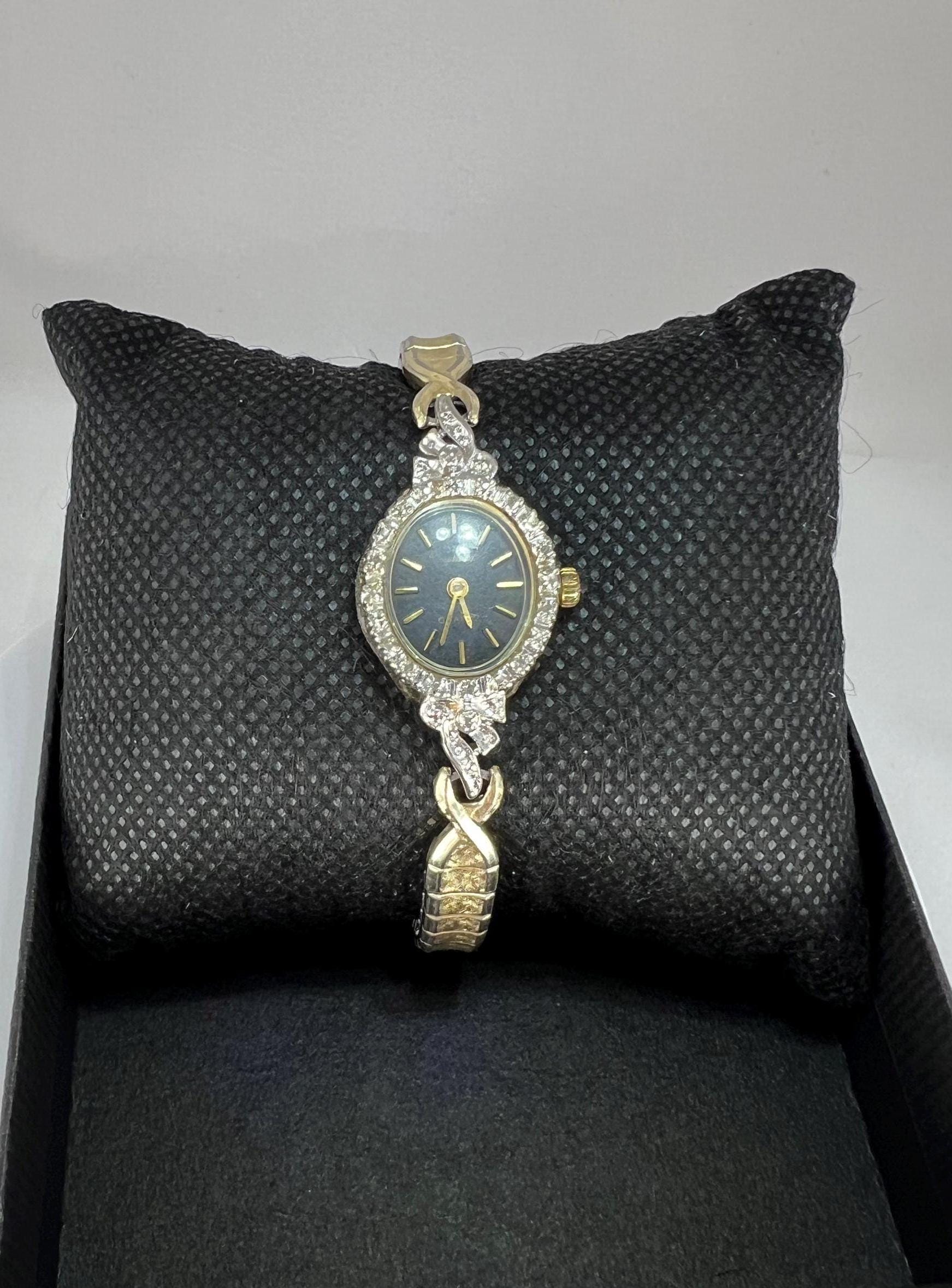 Pierre Vallee Gold Plated Vintage Ladies Watch Black Dial Gold Plated Bracelet Pierre Vallee Designed 20x15mm Diamond Accented | Proxibid main image 4