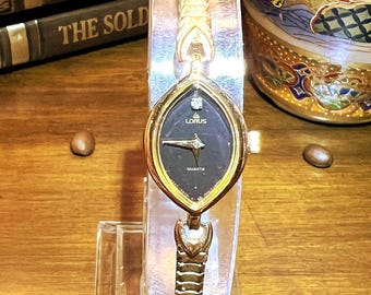 Vintage Sharp Dainty Silver Gold & Black Classic Small Stretch Watch Vintage Sharp Dainty Silver Gold & Black Classic Small  main image 3