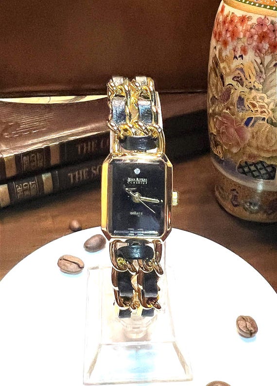 Elegant Joan Rivers Classic Black Dial Gold-tone Chain Link  display picture 2