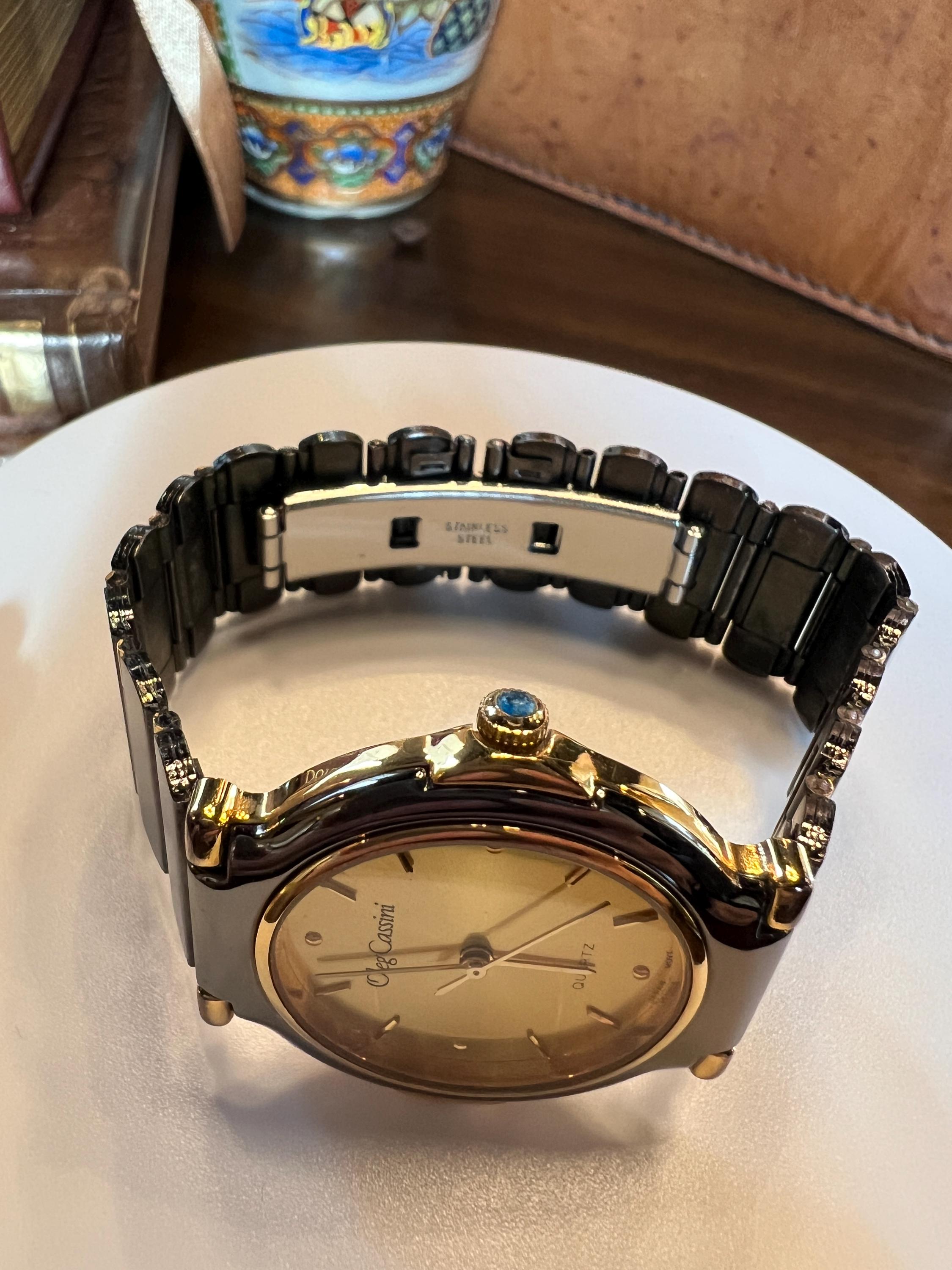 Elegant Oleg Cassini Black and Gold-tone Watch - Etsy