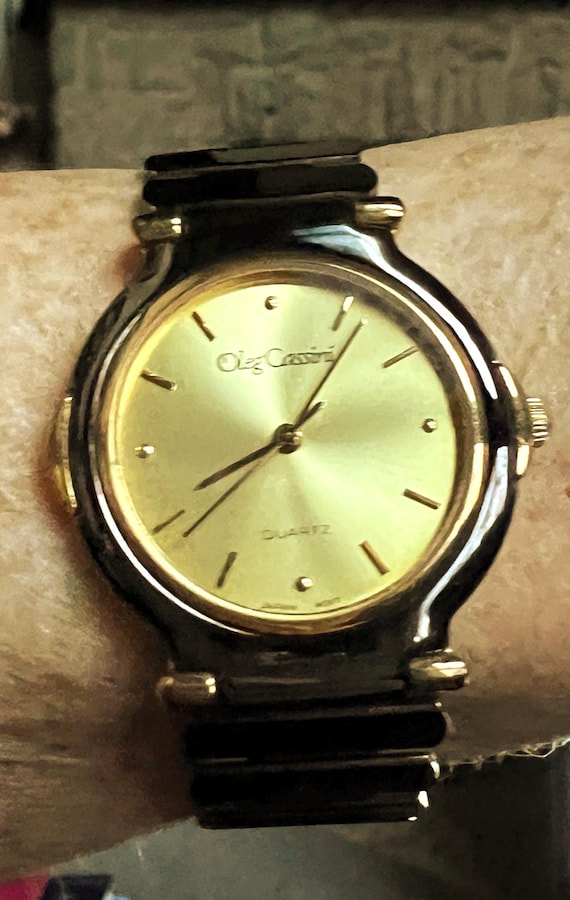 Elegant Oleg Cassini Black and Gold-tone Watch - Etsy display picture 2
