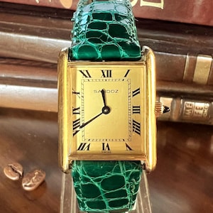 Elegante Sandoz Panzeruhr mit Krokoband