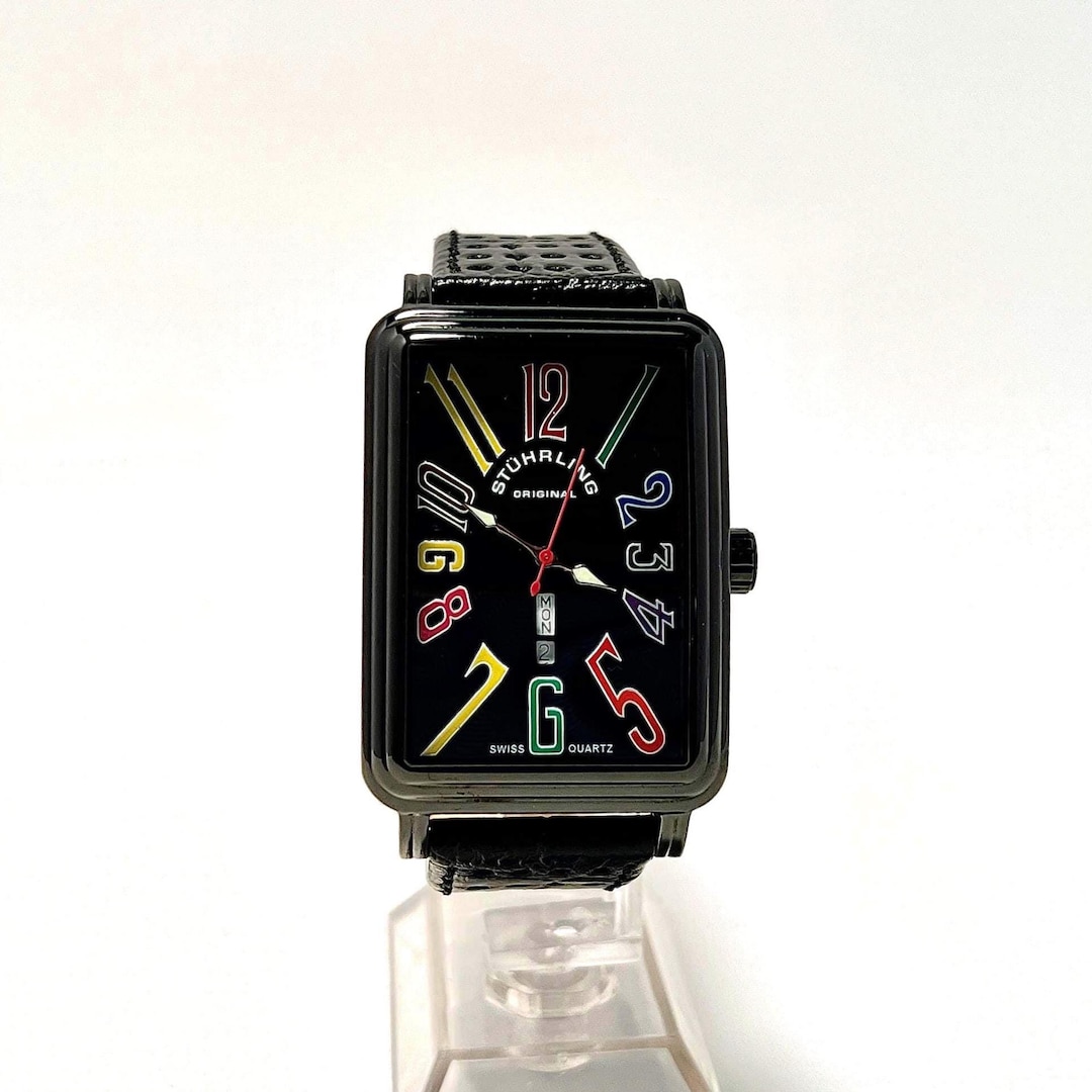 Stuhrling Uptown Ozzie Swiss Quartz Watch: Black Dial  display picture 3